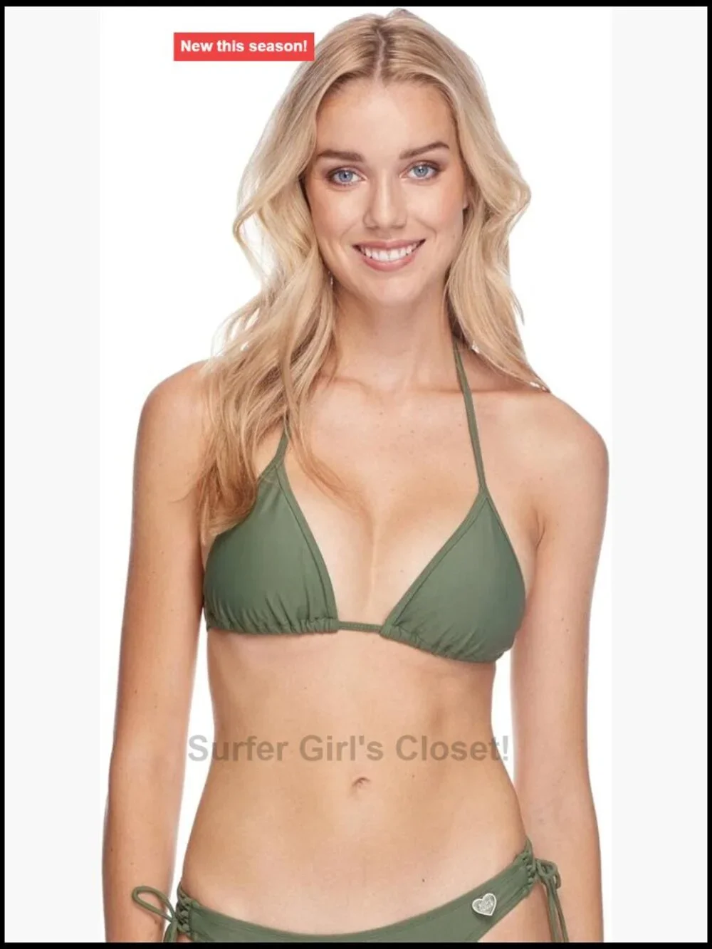 Triangle Bikini Top with Removable Soft Cups, Adjustable Straps
